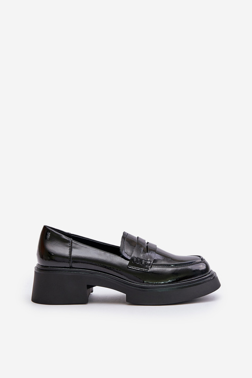 Lakierowane Mokasyny Loafersy Damskie D&A JC42-62 Czarne