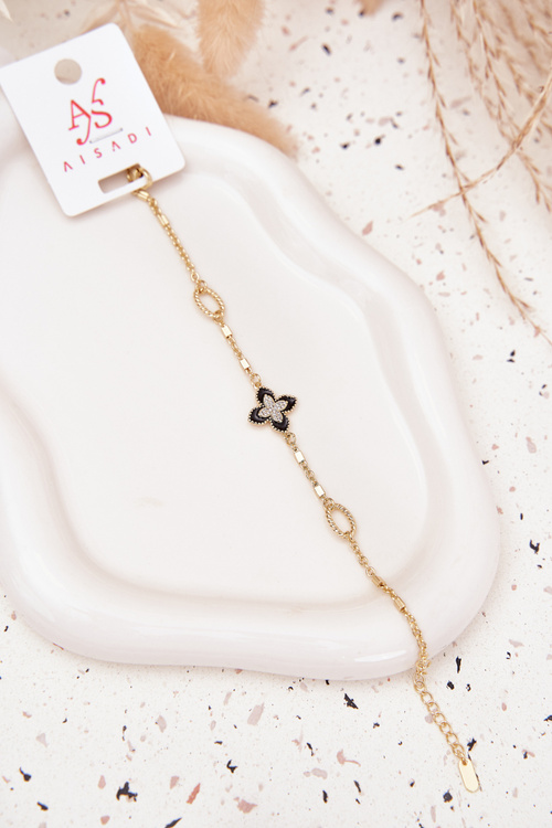 Bransoletka Z Koniczynką Stal Chirurgiczna Złota