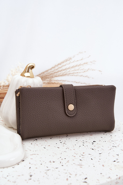 Portfel Damski Z Eko Skóry Duży Szary Gilessa