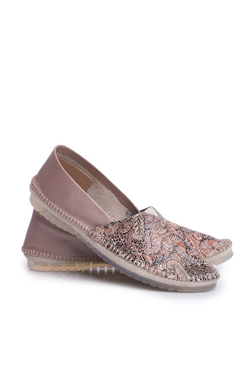 Baleriny Damskie Maciejka Skórzane Beżowe 01930-59/00-0