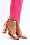 Sandały Na Słupku Różowe Złoto Thakko