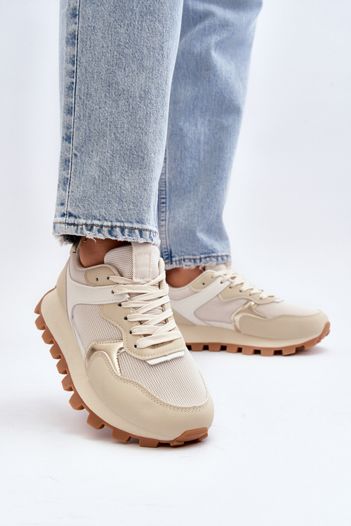 Sneakersy Buty Sportowe Damskie Beżowe Ralita