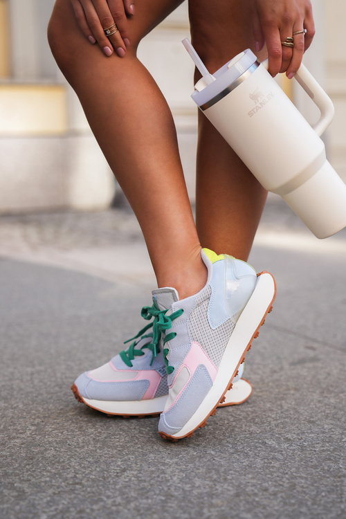 Sneakersy Damskie Na Platformie Memory Foam System Big Star NN274682 Niebieskie