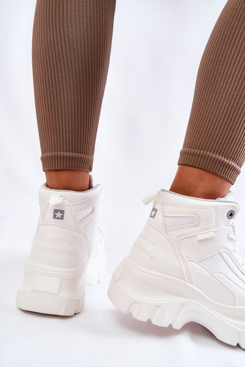 Modne Botki Trapery Memory Foam Big Star KK274369 Białe