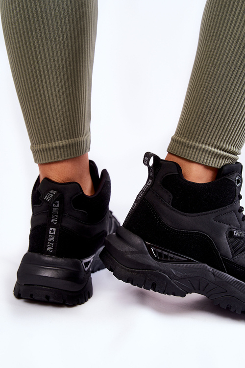 Damskie Wysokie Buty Sportowe Memory Foam System Big Star KK274356 Czarne