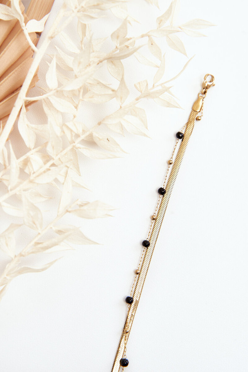 Podwójna Bransoletka Żmijka I Ankier Z Koralikami Złota