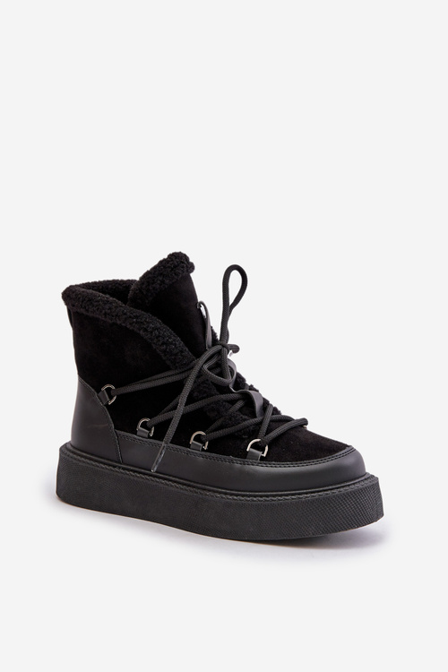 Botki Śniegowce Na Platformie Czarne Tamidra