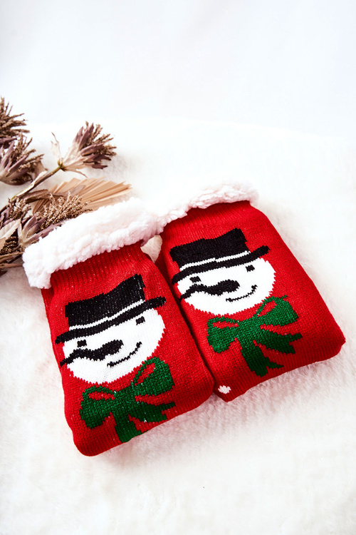 Świąteczne Długie Skarpetki Bałwan Czerwone