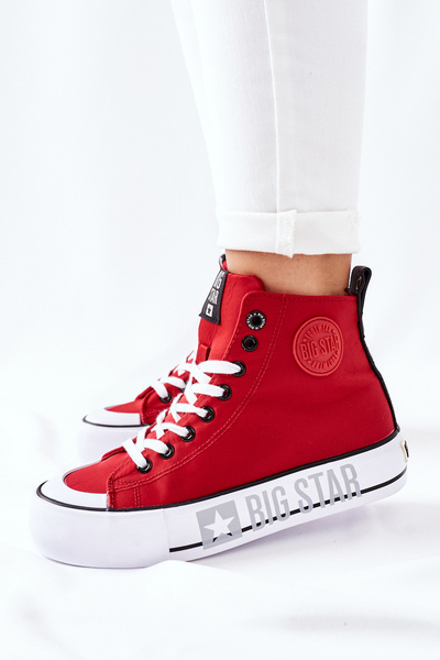 Wysokie Trampki Na Platformie Big Star II274018 Czerwone
