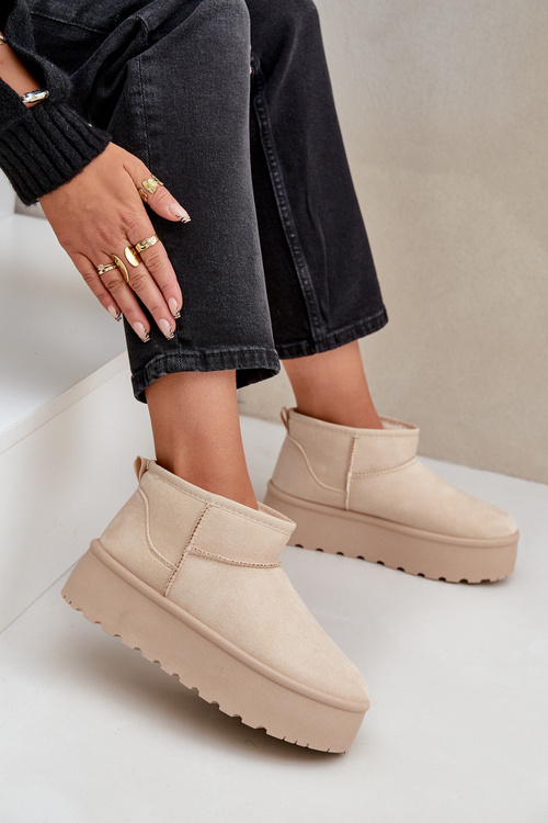 Damskie Śniegowce Na Platformie Jasnobeżowe Ninala