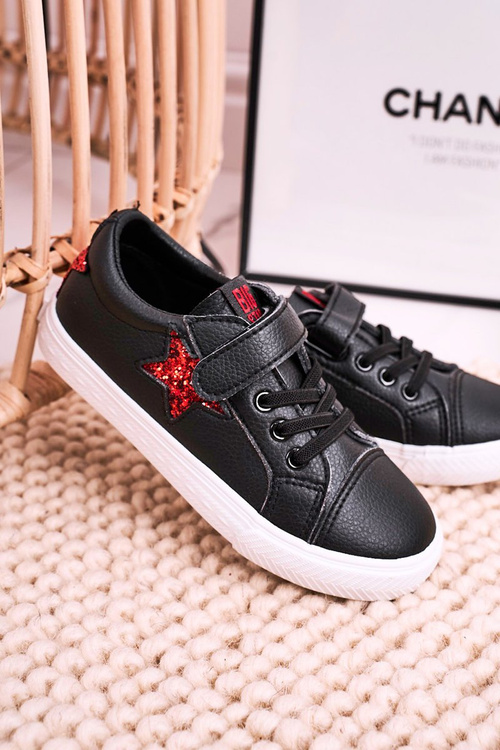 Dziecięce Skórzane Trampki Z Gwiazdą BIG STAR DD374105 Czarne