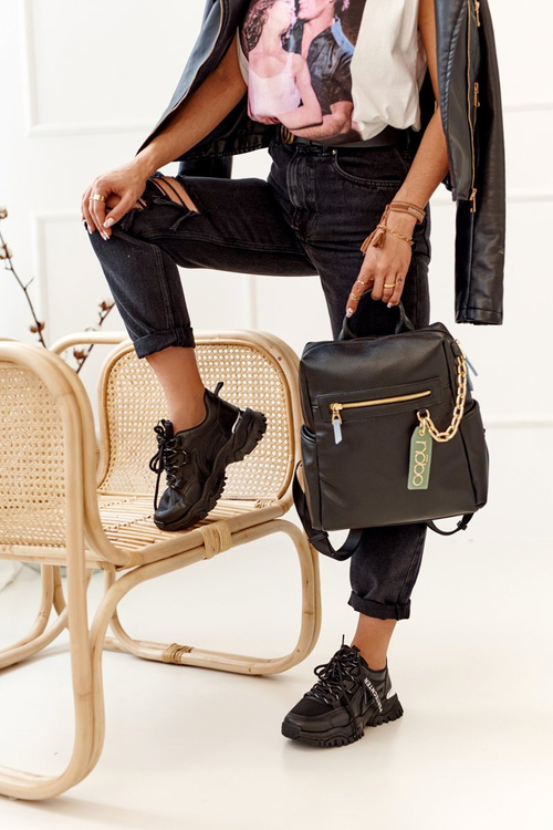 Damskie Sneakersy Na Masywnej Podeszwie Czarne Chunky