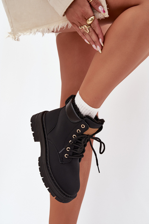 Trapery Damskie Ocieplane Futerkiem Na Zamek Czarne Tharika