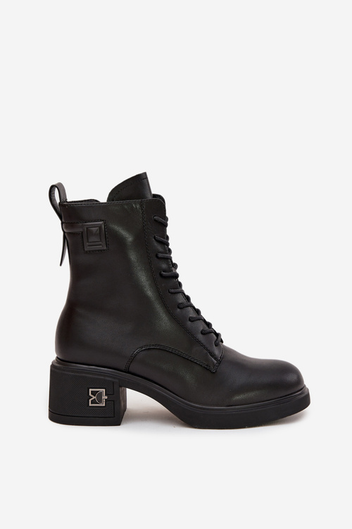 Ocieplane Botki Damskie Z Naturalnej Skóry Na Klocku Vinceza 66819 Czarne