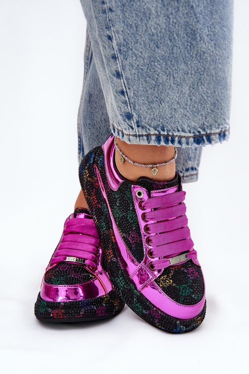 Damskie Zdobione Sneakersy Na Platformie GOE NN2N4006 Czarne