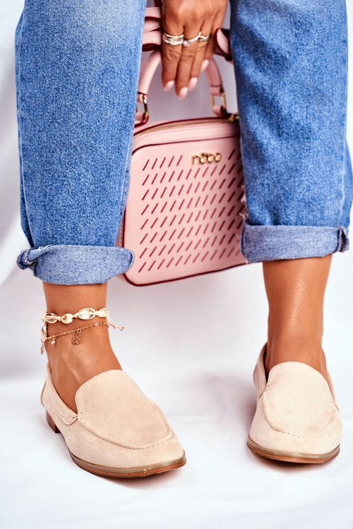 Damskie Półbuty Wsuwane Zamszowe Beżowe Twinky