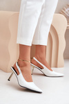 Lakierowane Szpilki Z Odkrytą Piętą Białe Filona