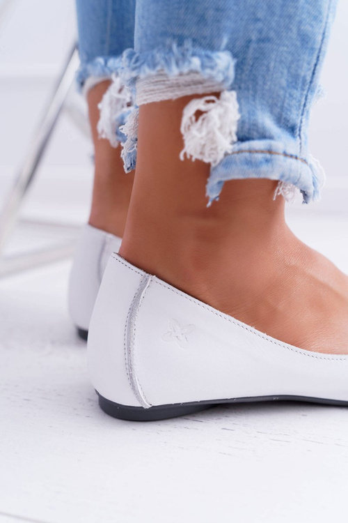 Baleriny Damskie Maciejka Skórzane Odkryte Palce 03497-59