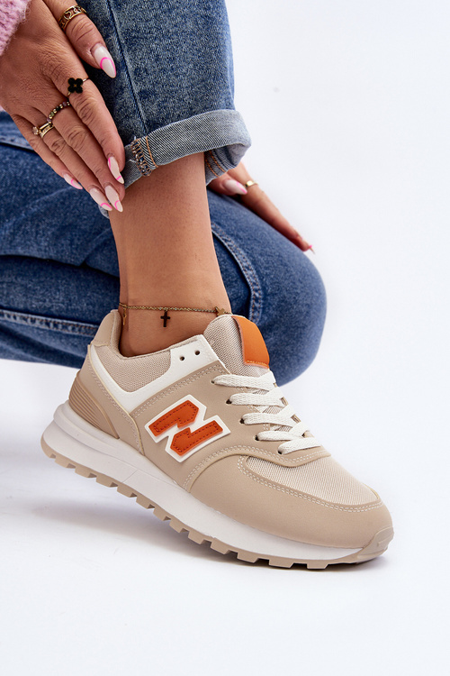 Buty Sportowe Sneakersy Damskie Beżowe Lifari