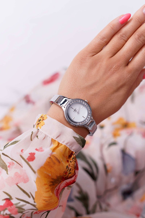 Damski Zegarek Michael John Srebrno Biały Mirava