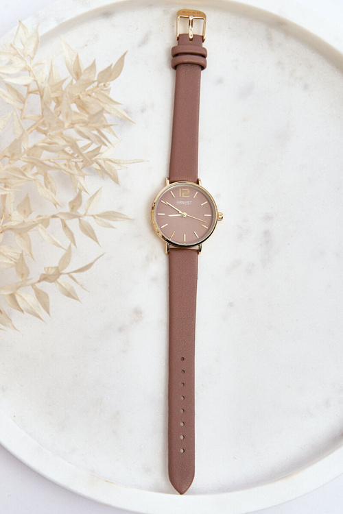 Zegarek Na Skórzanym Pasku Bez Niklu ERNEST Brązowy