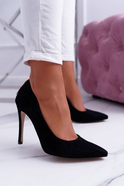 Szpilki Damskie Laura Messi 1727 Skóra Zamszowa Czarne Valentine