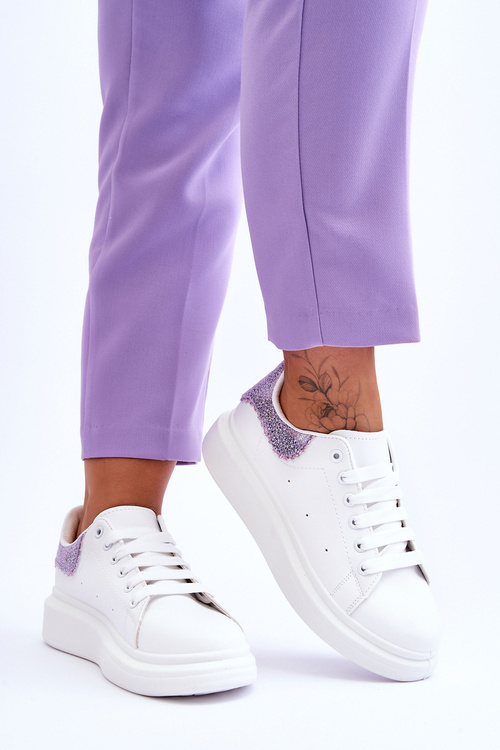 Damskie Buty Sportowe Z Ozdobnym Wzorem Biało-Fioletowe Delight