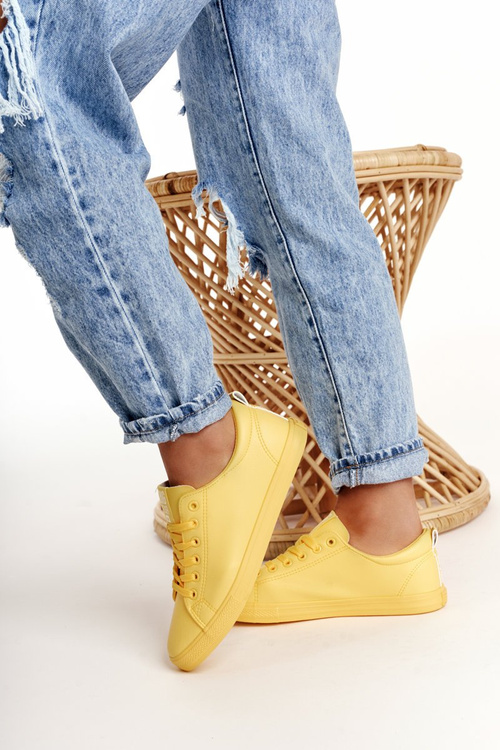 Damskie Skórzane Tenisówki BIG STAR HH274142 Żółte