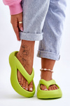 Damskie Piankowe Klapki Japonki Neonowy Żółty Roux