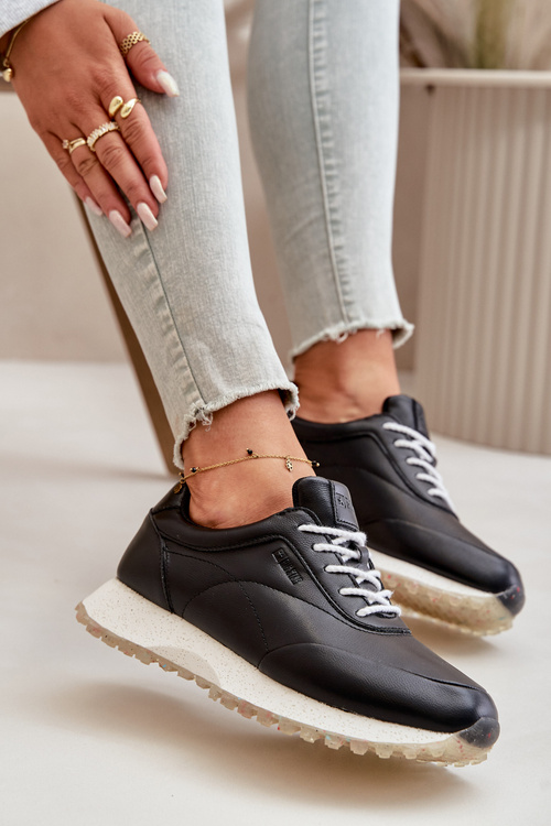 Damskie Sneakersy Buty Sportowe Z Eko Skóry Big Star OO274024 Hi-Poly System Czarne