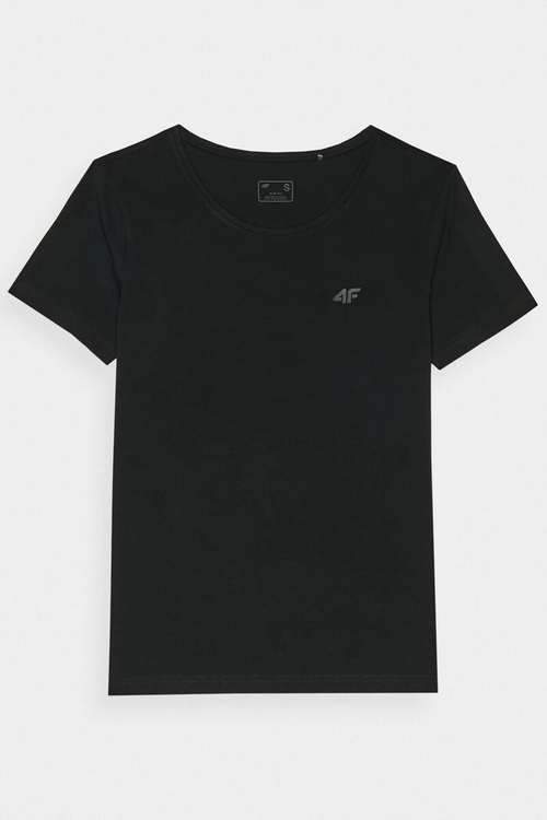 Damski Gładki T-Shirt Z Logo Czarny 4F 4FWMM00TTSHF1845-20S
