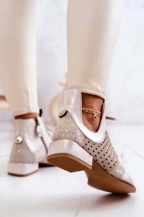 Skórzane Botki Trzewiki Maciejka 05541-25 Jasnobeżowe