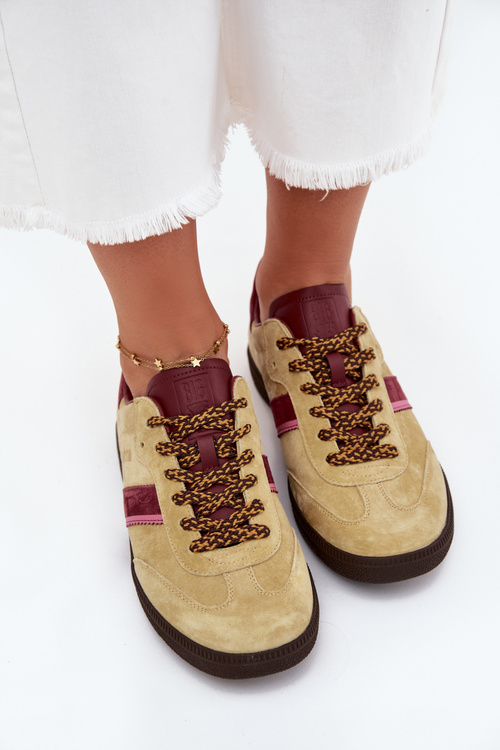 Zamszowe Niskie Sneakersy Damskie Big Star SS274680 HI-POLY SYSTEM Limonkowe