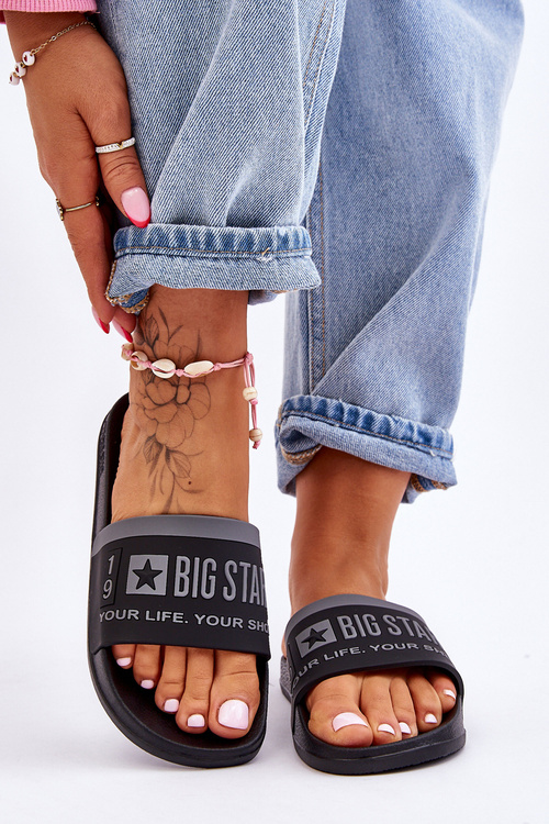 Damskie Lekkie Klapki Big Star LL274732 Czarne