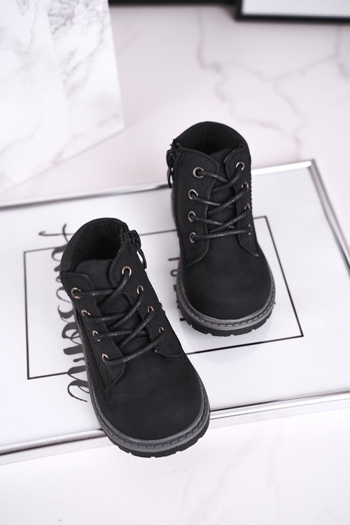 Dziecięce chłopięce trapery botki czarne Moa