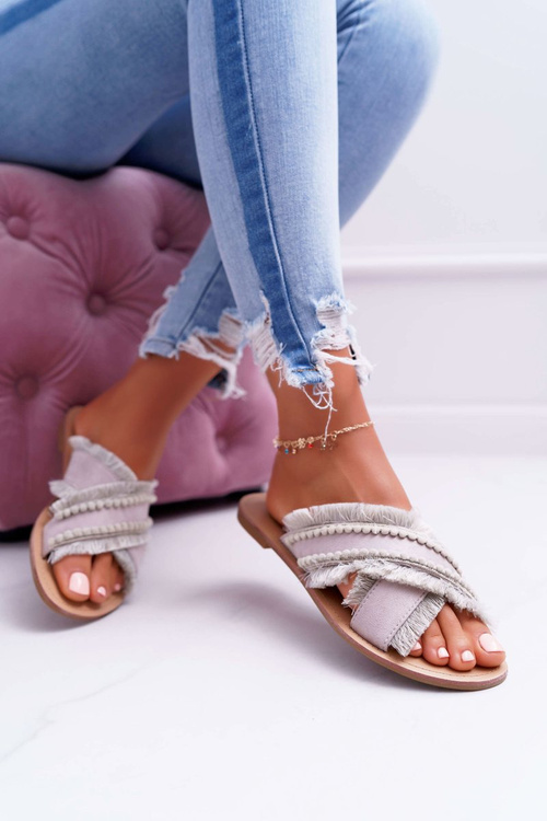 Klapki Damskie Materiałowe Vices 7269 Beżowe Jamen