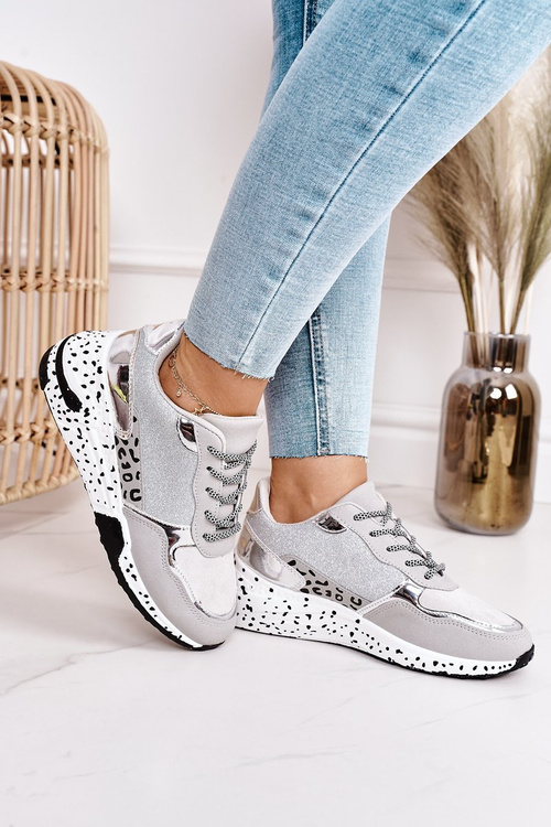 Damskie Sneakersy Na Koturnie Srebrne Avery