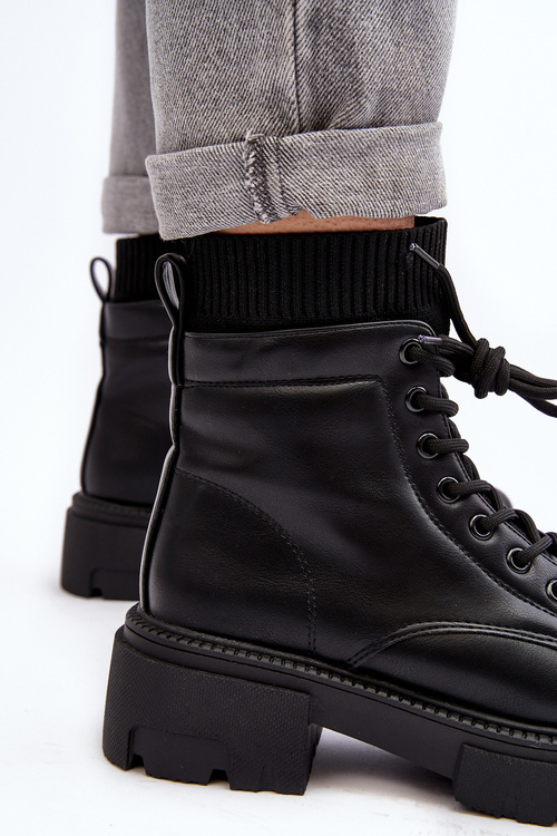 Trapery Botki Damskie Ze Skarpetą Czarne Rivella