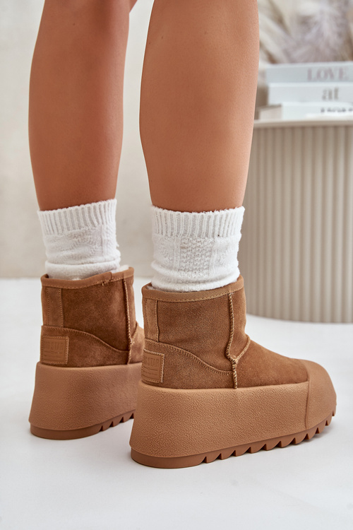 Ocieplane Zamszowe Śniegowce Na Platformie Big Star OO274A212 Brązowe