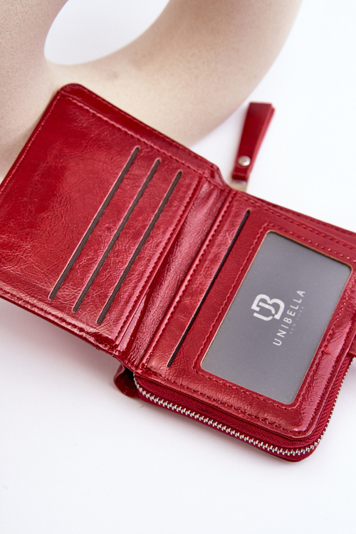 Damski Lakierowany Portfel Portmonetka Z Ekoskóry Czerwony Zalirna