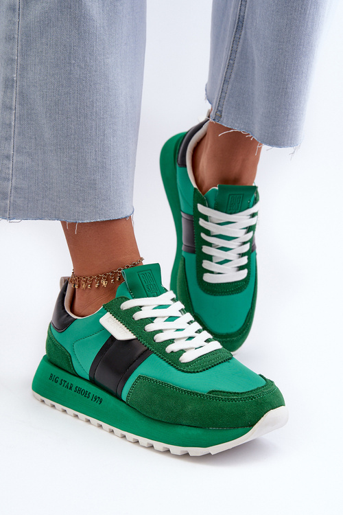 Sneakersy Damskie Na Platformie Big Star NN274501 Memory Foam System Zielone