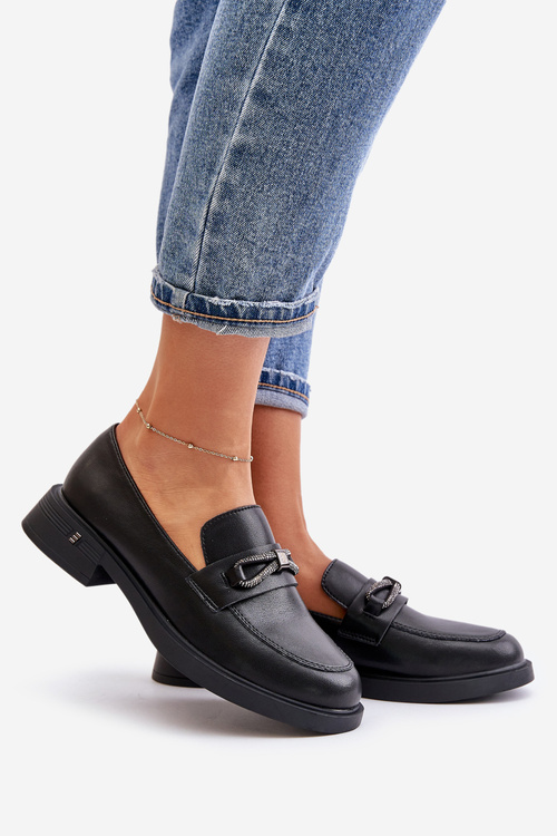 Mokasyny Damskie Ze Skóry Naturalnej Vinceza 62181 Czarne