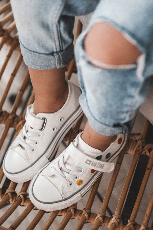 Dziecięce Trampki Na Rzep BIG STAR JJ374053 Białe