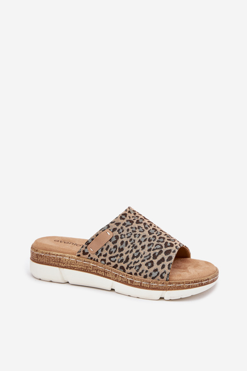 Klapki Damskie Na Koturnie Panterka Norozi