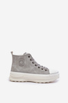 Ocieplane Trampki Damskie Na Platformie Big Star OO274073 Szare