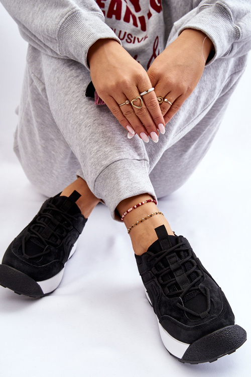 Damskie Buty Sportowe Na Platformie Czarne Dakari