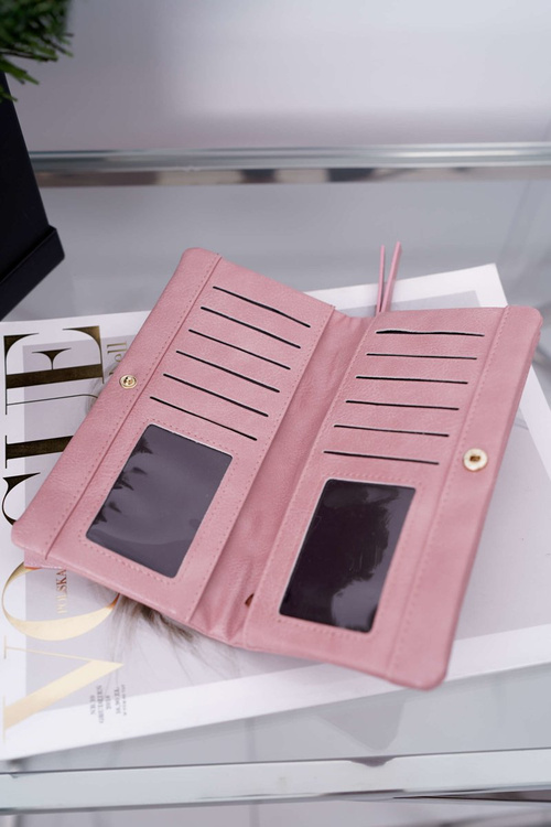 Portfel Damski Duży Różowy na Zatrzask