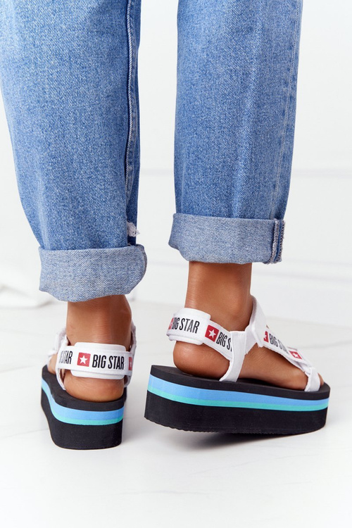Piankowe Sandały Na Platformie Big Star HH274A087 Czarno-Białe
