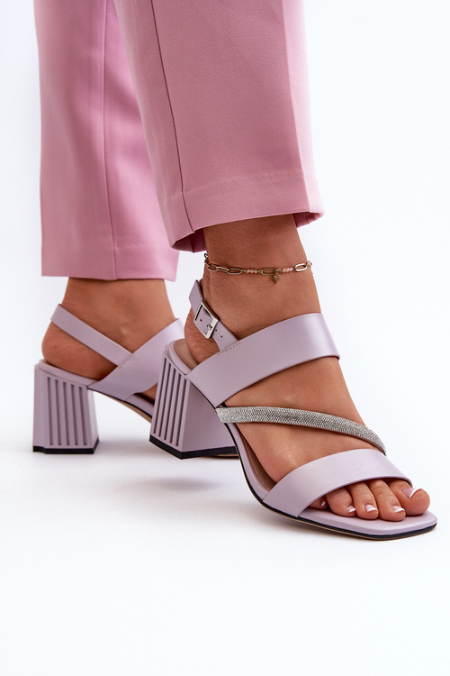 Damskie Eleganckie Sandały Na Słupku Fioletowe D&A MR38-549