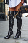 Kozaki Damskie Na Szpilce Lateksowe Czarne Bite Me!